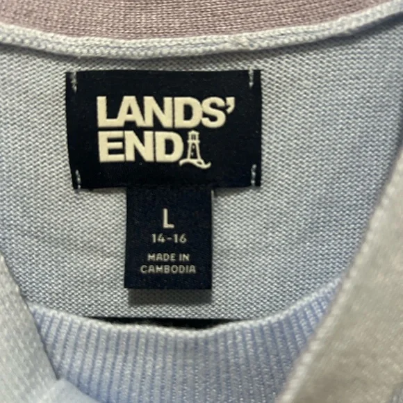 Lands' End Light Blue Tie-Neck Sweater - Picture 3 of 5